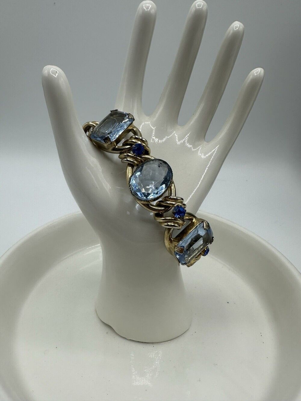 ✨ Unsigned Vintage Henkel & Grossé for Christian Dior Blue Rhinestone Bracelet ✨